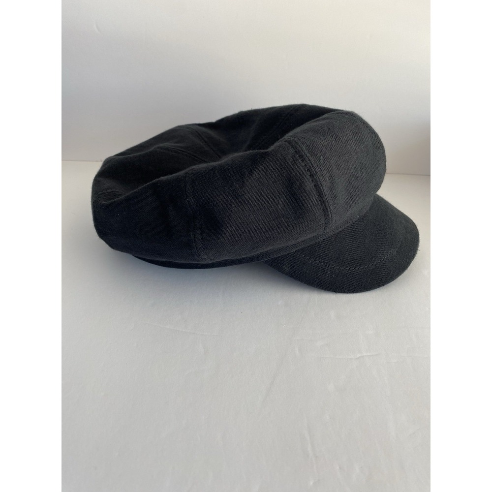 Black Newsboy Cap Angela & William Adjustable 100% Cotton